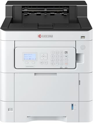Kyocera Ecosys PA4500cx Laserdrucker Farbe | Farblaserdrucker 45 Seiten/Minute. Neigbares Bedienfeld, Duplex, 100+550 Blatt Papierzufuhr, Gigabit LAN, Mobile Print