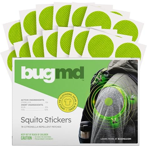 BugMD Squito Stickers Mosquito Repellent Patch Stickers for Adults (78 Patches), Safe & Effective Insect Repellent Patches for Toddlers, Kids, Camping, Beach & Outdoor Essentials