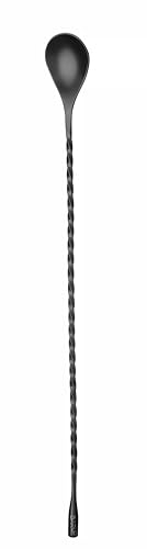 HENDI Cucchiaio da bar, BarUp, cucchiaio da cocktail a spirale, bar, barman, barista, cucchiaio miscelatore da cocktail con manico lungo, 385x35 mm, acciaio inox con rivestimento in polvere nera