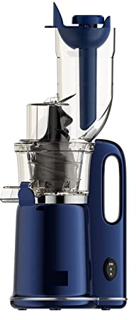 CRBUDY Extractor de Jugo de Prensa en frío, exprimidor Lento de Entrada Grande, licuadora de Frutas y Verduras para el hogar, Filtro FFX, fácil de Limpiar Pro (Color: Azul, tamaño: Reino