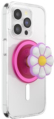PopSockets Phone Grip for MagSafe, Magnetic Holder, Phone Stand, Hot Pink - Doodle Daisy Boca