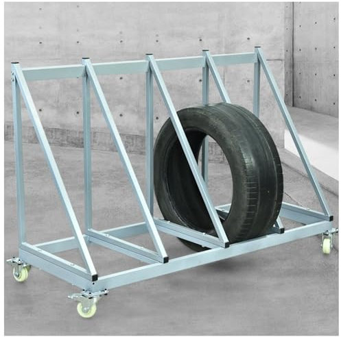 Rullande däckställ Metalldäckförvaringsställ, mobil däckförvaringshylla med 4 hjul, garagebildäckhållare hjulställ Däckställ, tunga däckhjul Fälgarrangör Bildäcksställ för bil