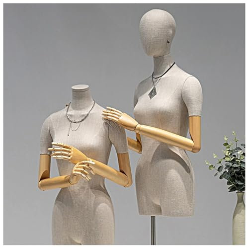 ZBJDX Weibliche Schaufensterpuppe Kleiderpuppe, Höhenverstellbar Weibliches Model Schaufensterpuppe Körperständer Mit Quadratischer Basis Aus Silberfarbenem Metallspiegel,with Head