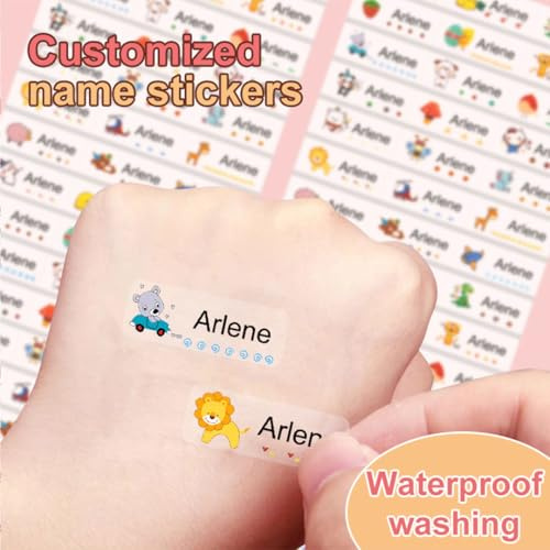Namensetiketten für Kleidung & Gegenstände (50, Weiß) Bügelfreie Etiketten, Personalisierte und Waschbare Kleidung Kinder Namensaufkleber Aufkleber Schule