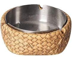 Cenicero Cenicero de imitación de ratán, Cenicero con revestimiento de acero inoxidable, Cenicero de cemento for oficinas en el hogar, balcones, decoración de jardines, etc. Cenicero de cigarrillos(Si