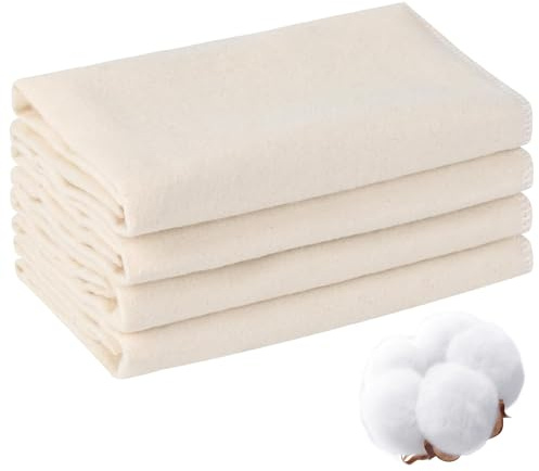 4Pcs Castor Oil Pack,Organic Cotton Flannel for Castor Oil 16x7in Reusable Castor Oil Flannel Soft Absorbent Organic Cotton Flannel for Abdomen, Liver, Joints and More