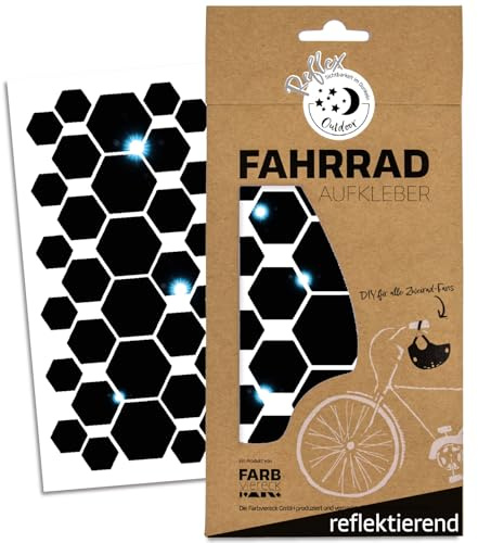Farbviereck Reflektoren Sticker Set Sechsecke Verschiedene Aufkleber Farben als Fahrradaufkleber - auch für Helm Roller Kinderwaren Reflektor Kinder - Hexagon