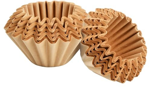 100 PCS Basket Type Coffee Filter Papers, Brown Disposable COffee Filters, Wood Color coffee Filter Flowers, Coffee Filter Paper Basket, Natural Unbleached C offee Tea FilterS for Home Office Cafe Use
