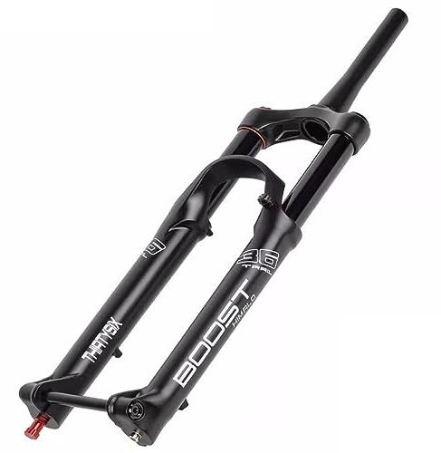 Mountainbike-Federgabel 27,5 29 Zoll MTB-Luftgabel, Federweg 140 mm, 1-1/2 konisches Rohr, Boost-Gabel, Rückprall einstellbar, manuelle Verriegelung, XC/DH/AM (Farbe: Schwarz, Größe: 27,5 Zoll)