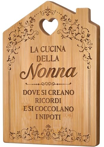 Regalo Nonna, Regalo Nonna Compleanno - Tagliere in Bambù Inciso al Laser | Regali Donna Cucina Utile, Idee Regalo dei Nipoti alla Nonna, Regalo Festa dei Nonni, Regalo Nonna Natale