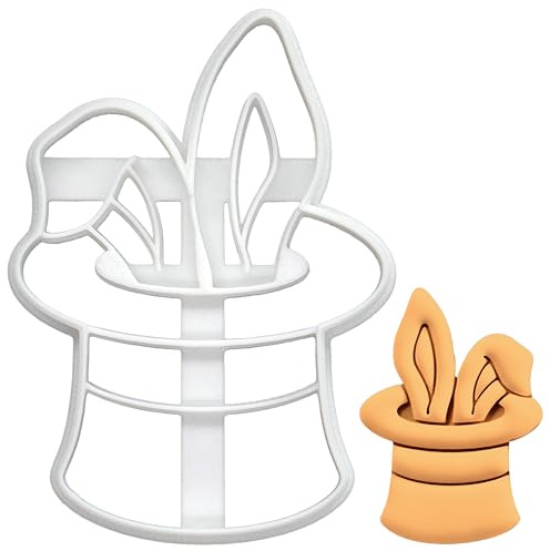 BAKERLOGY Rabbit in a Hat Cookie Cutter - Bake Magician Themed Party Cookies, Detailed Biscuit Cutter Design for Baking and Crafts, Ideal on Fondant, Dough, Clay