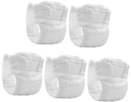 Pañales de Tela Lavables de Algodón Blanco para Recién Nacidos, 5 Piezas | Reutilizables, Barrera Antihumedad Resistente a Fugas, para Ñiño de 7, 5 a 12, 5kg