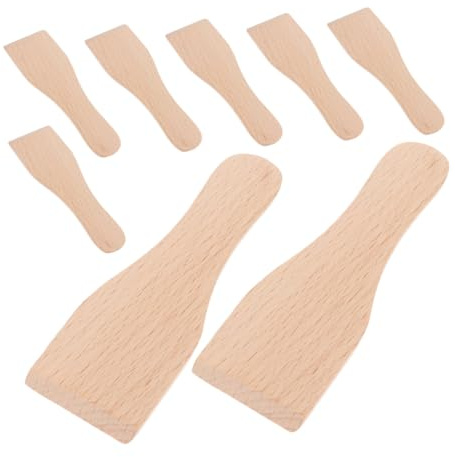 Hemobllo 8pièces Spatules Bois Naturel Pour Cuisine Ustensiles De Cuisson Polyvalents Compris Une Spatule à Pizza Raclette Idéaux Pour Pâtisserie Et Barbecue