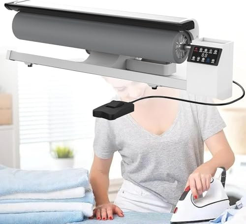 TPTAWF 900Mm Commercial Rotary Roller Iron Steam Press 2950W Industrial Fabric Steamer with Foot Pedal Steam Ironer
