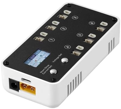 6 Anschlüsse für 1S LiHV Akku Laden Entladen Speicher LCD DC5521 TX60 für PH2.0 Innen-Kühlkörper