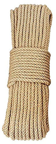 BgnEhRfL Cuerda,Cordel, Cuerda de Yute, Cuerda de cáñamo Trenzada de 50 m, Hilo de Yute Trenzado sólido Multifuncional, for Escalada, paisajismo, decoración y Tira y afloja.(8mm)