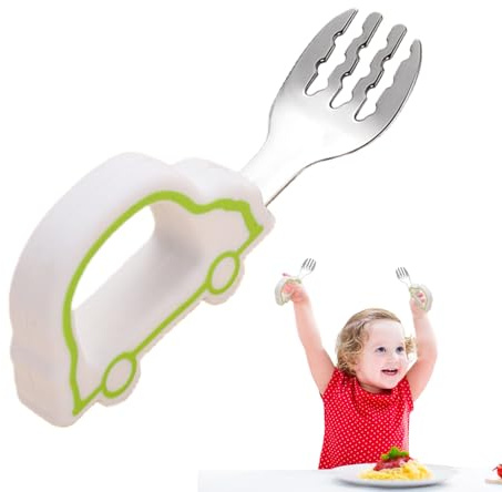 Générique Cuillère pour Bébé,Ustensiles Sécurisés avec Cuillère et Fourchette | Design Ergonomique pour Nourriture Polyvalente Adultes Repas Familiaux