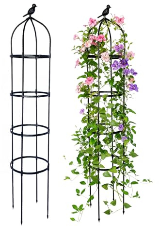 GreenGiggle 2 Pack Garden Obelisk Trellis for Climbing Plants Outdoor, Plant Trellis Garden Tower Trellis for Potted Plant Climbing, Flowers Vegetable Cucumber Trellis
