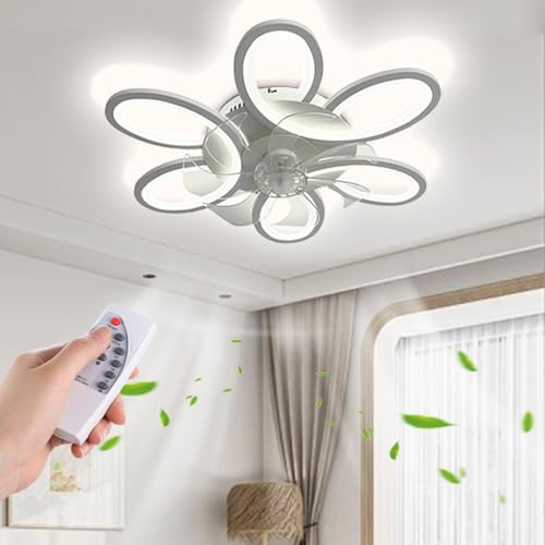 PANNN Lampada A Sospensione con Ventilatore LED Design Moderno 65 Cm con Telecomando 36W Lampada A Forma di Fiore Adatta per L'illuminazione di Camere da Letto Soggiorni E Sale da Pranzo