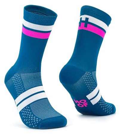 HOOF - Calcetines Running Compresivos - Reducción de Fatiga y Mejora de Circulación - Calcetines de Deporte con Refuerzo - Material Técnico Vaporfeel - Unisex - Pacer Coral Fucsia - Talla 36-39