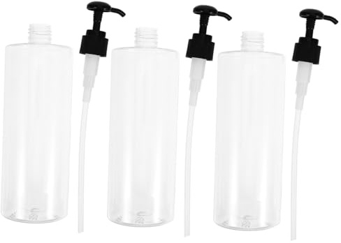 TOYZFRIENDY 3PCS Refillable Transparent Pump Bottles for Shower Gel and Hand Soap Round Shoulder Empty Lotion Dispensers with Black Press Heads Portable and Reusable for Home Bathroom Use