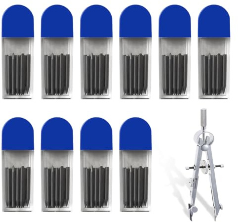 100 Stück Zirkelminen 2B, 2mm Durchmesser Zirkel Ersatzminen Set, 2cm Länge Graphitminen Bruchsicher, Nachfüllminen für Zirkel und 2,0mm Fallbleistift, Schulbedarf für Geometrie & Zeichnen (10 Boxen)