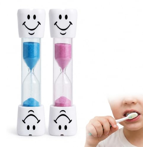 2 PCS Rose et Bleu Sablier Brossage Dents Enfant 3 Minutes Visage Souriant | Sablier 3 Minutes avec Lächelndem Design & Bruchsicherem Sablier Enfant pour Cuisine Jeux École et Salle de Bain au Quotidien