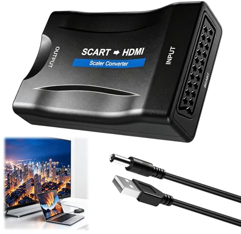 Adaptador Scart a HDMI Entrada Audio Video HD 720p/1080p Conectar y jugar