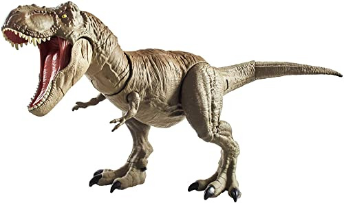 Jurassic World GNH34 - Großer Superbiss Kampfaction Tyrannosaurus Rex mit realistischen Details, beweglich, Schwanzangriff und Kopfstoß auf Knopfdruck, Dinosaurier Spielzeug für Kinder ab 4 Jahren
