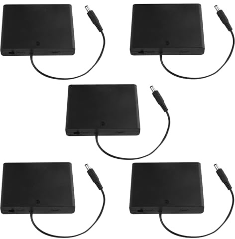 WMYCONGCONG 5 PCS 6AA Battery Holder, 6x1.5V 9V AA battery holder Case Plastic Battery Storage Box with On/Off Switch with 2.1mm x 5.5mm DC Plug for CCTV, DIY, Arduinos, motors