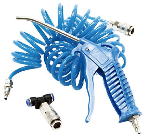 KIT Manguera, Pistola Sopladora y Racor 1/4 Neumático para Compresor de Aire Comprimido · 5 Metros