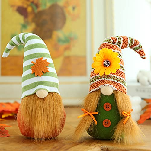 JUPSK Peluche Gonk gnomo ornamenti natalizi fatti a mano bambola svedese autunno foglia d'acero girasole Halloween Ringraziamento decorazione da tavolo set di 2