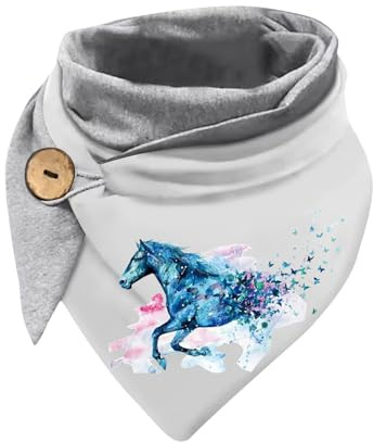 Hiseng Écharpes Femmes Hiver Triangulaire, Grand Écharpe Doux Chaud Dames Avec des boutons, Cheval Imprimé Mignon Foulards Femmes Cadeaux pour Noël Anniversaire Anniversaires