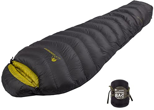 Mountaintop Ultralight Mummy Down Sleeping Bag 550 Fill Power Duck Down Suits for 50F 35F 20F for Camping Hiking Backpacking (Army Green 35F)