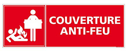 Signalétique.biz - Panneau Couverture Anti-Feu - Signalisation Incendie - 210 x 75 mm - Adhésif