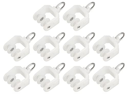 METALLIXITY Curtain Track Rollers (9mm/0.35) 50Pcs, Plastic Twin Wheeled Carriers Drapery Rail Sliding Glider - for Home Window Curtain Tracks