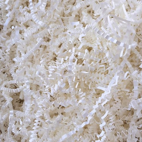 Uptotop 1/2 LB Crinkle Cut Paper Shred Filler for Gift Wrapping Basket Filling, Birthday, Christmas, Thanksgiving, Wedding, Mother's Day, White