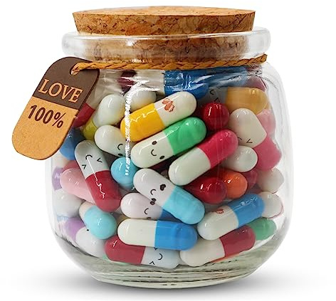 Prounion Nachricht Kapsel Buchstaben in einer Glasflasche, 100Stück Niedliche Nachricht Kapsel Capsule Letters Message Flaschenpost Briefkapseln für Freund Freundin Geburtstag Valentinstag Jahrestag
