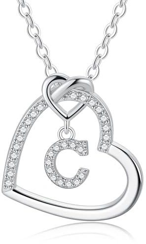 TINGN Kette Damen Gold Silber- Gold Kette Damen Herz Halskette Buchstaben A-Z Ketten Geschenke für Frauen Mädchen Geschenk Personalisierte Geschenke für Kinder Halskette Mädchen Schmuck Geschenk