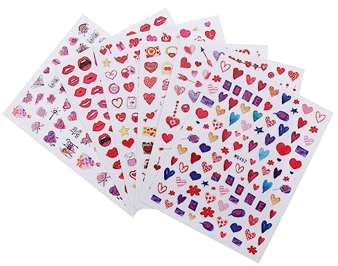 Beavorty 6blätter Maniküre Nagelsticker Valentinstag Nail Art Sticker Decals Diy Nagelaufkleber Für Party Nägel Einfach Anzubringen Dünn Und Leicht Für Nagelkunstliebhaber