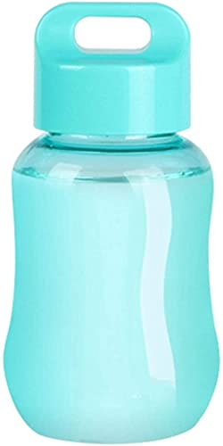 Mini Botella de Agua de Dibujos Animados de plástico My Kids Crystal Drink Bottle Portable Sports Protein Shaker Student Rope Hand Cup 180ML (Color: Púrpura) (Azul)