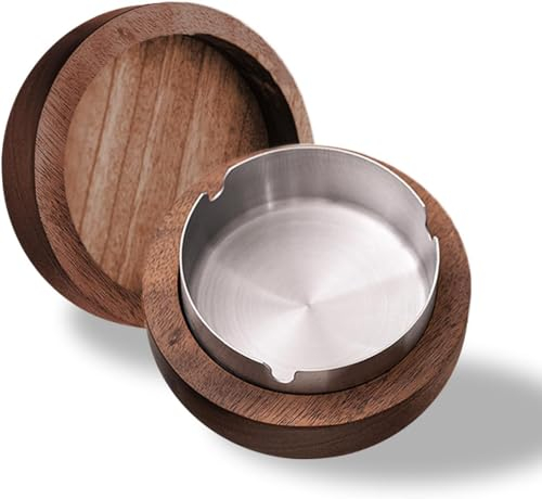 Hölzern Windaschenbecher,Aschenbecher, Aschenbecher mit Deckel, Winddichter Geruchsdicht, Gelten Bar, Wohnzimmer, Büro, Die Party, Silber