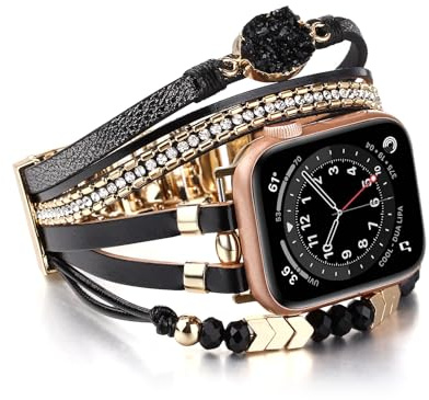 Wingoden Posh Lederarmband, kompatibel mit Apple Watch, 38 mm, 40 mm, 41 mm, 42 mm, 44 mm, 45 mm, 46 mm, 49 mm, für Damen und Herren, Wickel-Boho-Uhrenarmband für iWatch Band Serie 11, 10, 9, 8, 7, 6