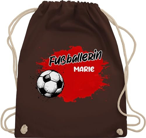 Turnbeutel Rucksack - Fußball - Fußballspielerin Design | Individuelles Fußballerin Geschenk - Unisize - Braun - sportbeutel kinder stoffbeutel kindergarten geschenke+für+fußballfans beutel