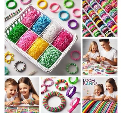Marcus Gerardo gummibänder Set für Kinder 3600 gummibänder 6 Tüten mit je 600 Bändern, Webhaken und S-Clips - Kreatives Armbänder Selber Machen (8 farben Mischung)