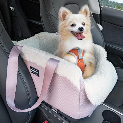 PETS FITHunde Mittelkonsole Auto, Autositz für kleine Hunde mit verbesserten Sicherheitsgurten, waschbarem, dickem Kissen bis zu 5KG