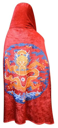 Cape à capuche Dragon – Cape en peluche avec capuche, jolie cape en flanelle de 167 cm, cape du Nouvel An chinois 2024, cape en peluche pour homme et femme, hiver