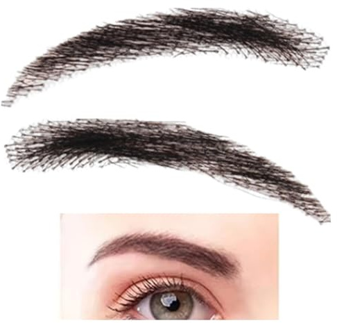 Faux Sourcils Pour Hommes,Faux Sourcils Cheveux Humains | 1 paire de faux sourcils en dentelle | Sourcils réutilisables en vrais cheveux, sourcils respirants faits à la main pour femmes et hommes