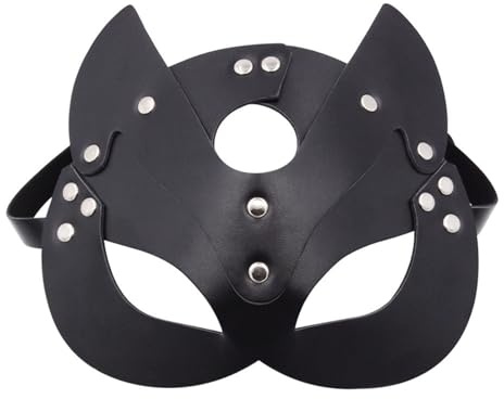 YIOTMOP Augenmaske Sexy Catwoman Maske PU Leder Erotische Katze Masken Fetisch BDSM Katzenmaske Bondage Fesseln Augenbinde für Frau Sex Kopfmaske SM Sexspielzeug für Paare Rave Outfit Cosplay