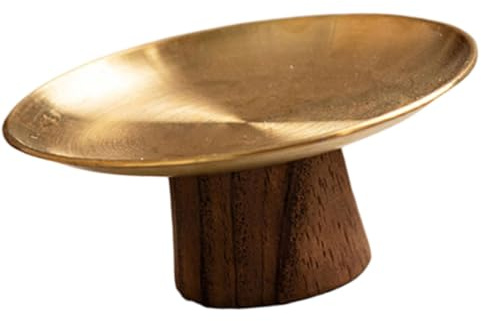 Colcolo Vintage Cake Stand,Snack Tray, High Wood Pedestal Fruit Plate Dessert Display Plates for Home Celebration Parties Decoration, M size gold